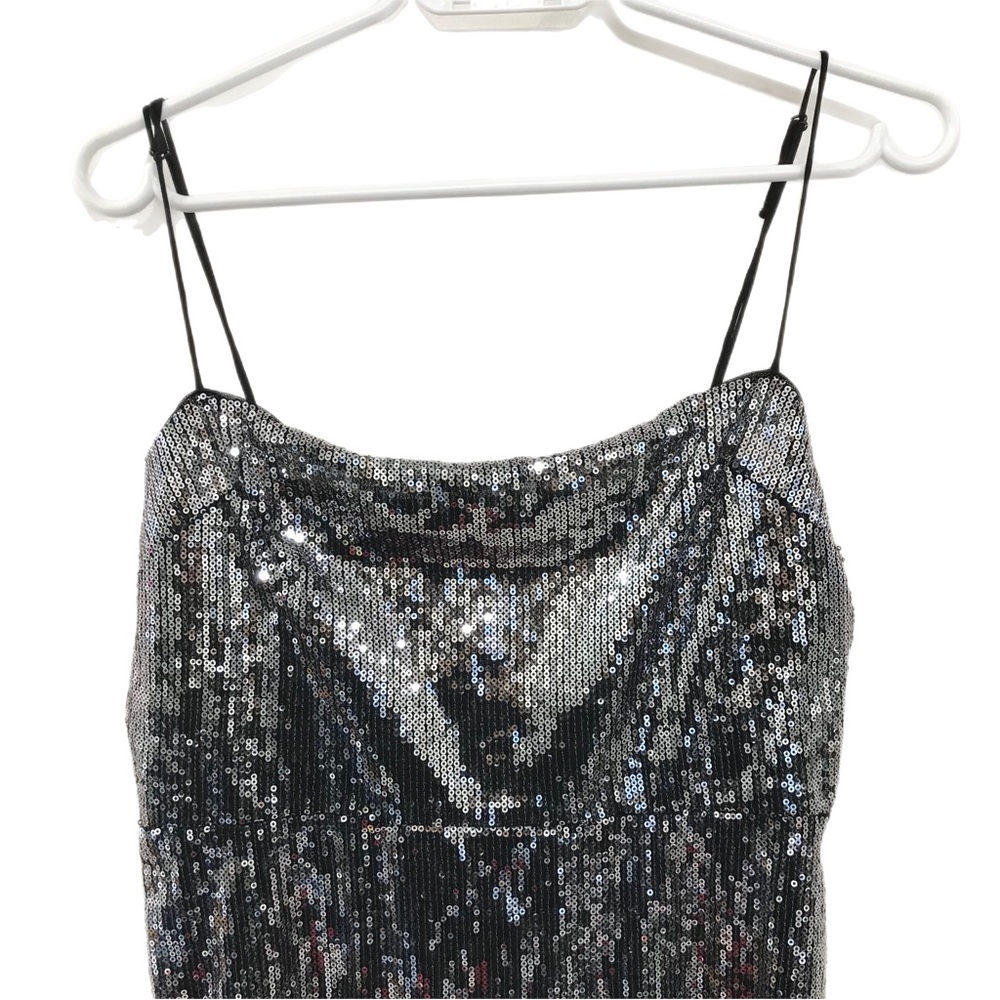 Urban Outfitters Silver Sequins Mini Dress Bodycon Spaghetti Strap - Picture 3 of 8